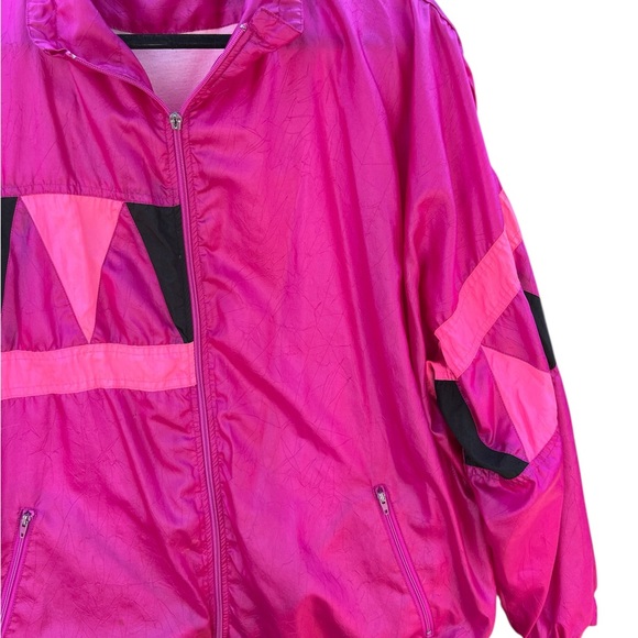 Vibrant Pink Bomber Jacket with Black Accents - Picture 6 of 7